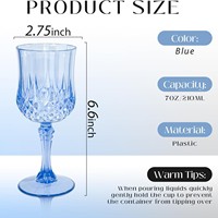 Verres à vin à pied jetables sans BPA, incassables, aspect cristal, en plastique PS, gobelet de 7 oz, fournitures pour mariages et fêtes prénuptiales, lot de 4