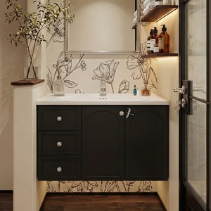 Painted bathroom cabinet French retro ceramic integrated basin <b>wash</b> <b>hand</b> washbasin - Product Image 3