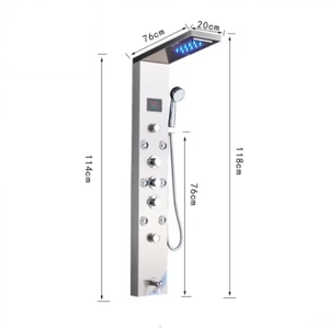 Panel de <span class=keywords><strong>ducha</strong></span> de baño con luz LED de lujo con chorro de lluvia y masaje, <span class=keywords><strong>columna</strong></span> ORB de níquel cepillado y Caño de <span class=keywords><strong>bañera</strong></span> <span class=keywords><strong>para</strong></span> Apartamentos, villas - Product Image 6