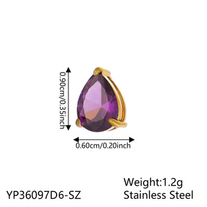 HB0191 kalung besi tahan karat 12 bulan, kalung wanita liontin zirkon tetesan air mata berlapis emas - Product Image 6