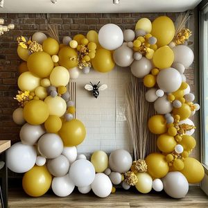Guirlande de ballons jaune <span class=keywords><strong>moutarde</strong></span> <span class=keywords><strong>Kit</strong></span> double arc de ballons en peluche Anniversaire Baby Shower Révélation de sexe Boho Bee Party Decoration - Product Image 3