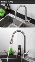 Robinet de cuisine classique moderne avec douchette extractible, monocommande, en acier inoxydable, à poser sur le plan de travail