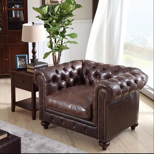 Haute qualité américain rétro chocolat <span class=keywords><strong>marron</strong></span> chesterfield <span class=keywords><strong>cuir</strong></span> moderne sectionnel canapé 3 places salon canapé ensemble meubles - Product Image 4