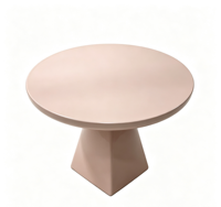Table basse moderne de style champignon, durable et portable, en bois massif, avec base triangulaire, finition gris mat, contemporaine