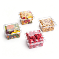 Boîtes d'emballage carrées transparentes jetables de qualité alimentaire pour animaux de compagnie, pour noix, pâtisseries, salades de fruits, gâteaux, durables, étanches à l'humidité et scellées