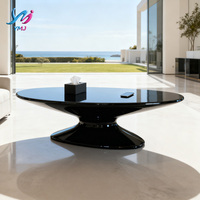 Table basse moderne artistique en fibre de verre noire, écologique, réglable en hauteur, portable et convertible pour salon