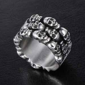 Skull <b>Titanium</b> Steel <b>Ring</b> For Men Metal Retro Design Gift Jewelry SA394 - Product Image 2