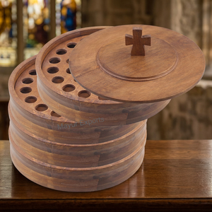 Juego de 4 bandejas de madera con 1 tapa para servicios de comunión - Product Image 2