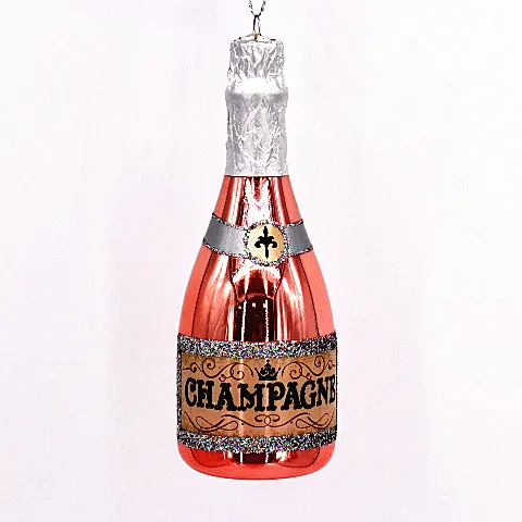 New Design 2020 Glass Champagne Bottle Shape Christmas Ornament For Tree Decoration