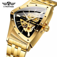 Montre Tendance Homme Décontractée à Mouvement Mécanique Automatique, Cadran et Boîtier Triangulaires en Acier Inoxydable