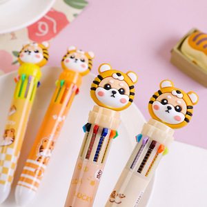 Pena 3D Harimau Kawaii Pena Bolpoin Sepuluh Warna Pena Stabilo Ujung Kartun Tipe Tekan Pena Coretan Pelajar Hadiah - Product Image 5