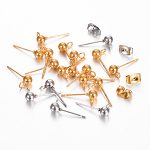 Stainless Steel Earring <strong>Loop</strong> Post with Earring <strong>Plug</strong> Round Ball <strong>Ear</strong> Back Stud for DIY Jewelry Making Supplies - Product Image 4