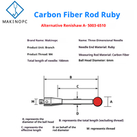 Sonde 3D Renishaw A-5003-6510 M4 en acier au tungstène, stylet 6,0 mm, tête sphérique en rubis en fibre de carbone 100 mm pour tours et fraiseuses CNC, garantie 1 an