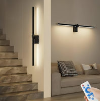 Applique murale longue ligne simple et moderne à 360 degrés LED à piles avec télécommande en aluminium décoration de chambre à coucher