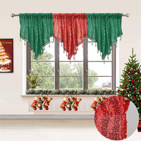 Aodu Cantonnière de Noël à Paillettes et Franges à Glands Triangulaires pour Fenêtre, Rouge et Vert, Festif, Vente en Gros, Direct Usine