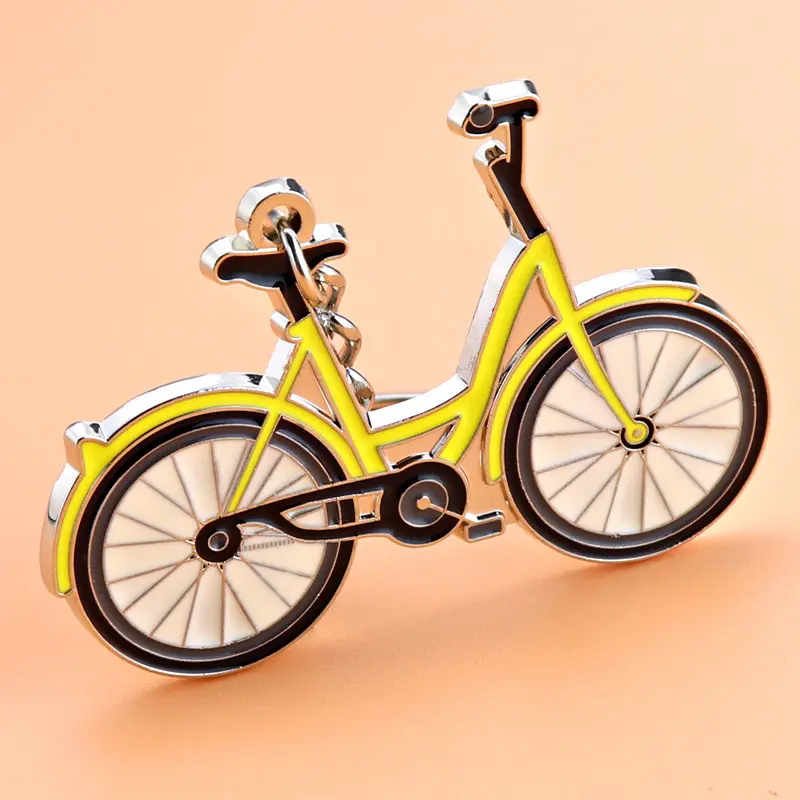 カスタムかわいい自転車型キーリング自転車エナメルメタルキーホルダー