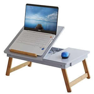 Foldable Bedside <b>Table</b> Height <b>Adjustable</b> Bamboo Rattan Minimalist Modern Laptop Desk For Bedroom Study Student Dormitory - Product Image 5