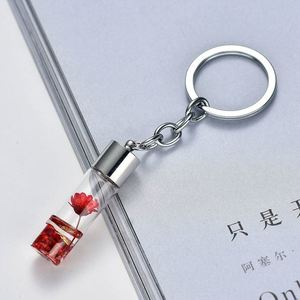Dried Flower Glass Bottle Pendant Keychain Forest Style Preserved Flower <b>Key</b> Ring Bag Charm Wholesale - Product Image 5