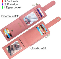 Porte-cartes RFID Portefeuille pour femmes Mince Bifold Zipper Card Cases Organisateur d'argent avec poche zippée en matériau PU