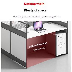 مكتب موظفين خشبي قابل للتعديل، محطة عمل مكتبية لـ 4-6 أشخاص، مكتب حديث مع حواجز ومساحة للبطاقات، مجموعة مكتب وكرسي - Product Image 2