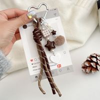 Nouveau Charm de Sac en Peluche Cœur Style Miu Mignon, Porte-clés Poupée en Dentelle et Nœud, Cordon de Téléphone en Corde Tressée, Sérigraphié, Cadeau Portable
