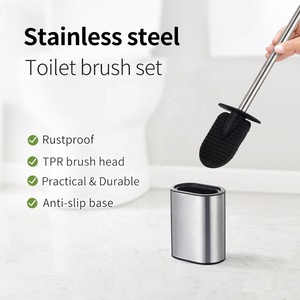 Household Long Handle <strong>Toilet</strong> Cleaning Tools TPR <strong>Silicone</strong> Stainless Steel <strong>Toilet</strong> <strong>Brush</strong> - Product Image 2