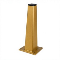 Pied de table conique doré en métal, base carrée pour projets de tables d'hôtel