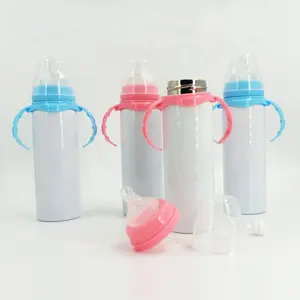 8 Unzen Edelstahl Trinkbecher Baby Fütterung Wasser flasche Sublimation Rohlinge Baby Wärm flasche mit Griff für Kinder