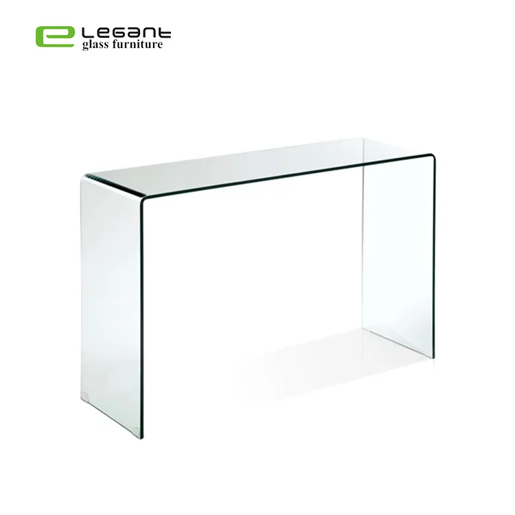 Modern bükme cam konsol masa açık renkli