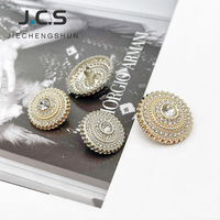 Kancing Baju Mewah Berbentuk Bunga Zirkon Berkilau, Kancing Logam Alloy Berhias Rhinestone Warna Perak dan Emas, Model Shanks, Promo Hot Sale