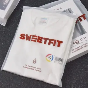 Toptan özel ambalaj baskılı Logo T-Shirt giysi Zip kilit temizle kilitli plastik fermuar buzlu giyim çanta