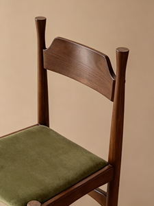 Silla de Comedor Moderna de Mediados de Siglo, de Madera de Nogal, Tapizada en Terciopelo Verde, para Cocina y Sala de Estar - Product Image 2