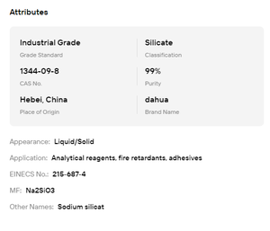 Silicate de sodium Na2SiO3 de pureté 99 %, verre de silice, liant inorganique solide et liquide, adhésif pour la construction et la fonderie - Product Image 6