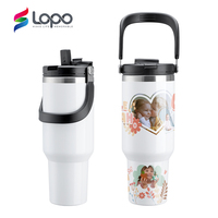 Gobelet de sublimation en acier inoxydable vierge de 40 oz avec poignée et paille rabattable, vente en gros
