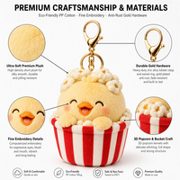 Porte-clés en peluche sur mesure sur le thème des snacks, avec création artistique personnalisée, certifié EN71 ASTM pour événements d'entreprise et coffrets cadeaux de marque