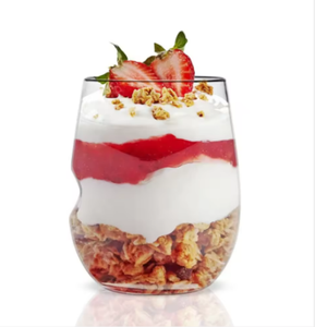 Verre à vin sans pied de forme spéciale transparent de 12 oz, avec indentations pour les doigts, coupe à dessert, incassable, recyclable, style classique américain - Product Image 3