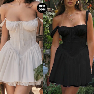 <span class=keywords><strong>Mini</strong></span> gonna senza maniche con Logo personalizzato Micro <span class=keywords><strong>abito</strong></span> corto in <span class=keywords><strong>pizzo</strong></span> da donna abiti Casual Sexy - Product Image 2