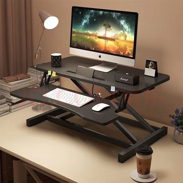 Adjustable Computer Desk Riser Pneumatic Lift Foldable Standing Laptop Workstation for Laptop Monitor Customizable Logo