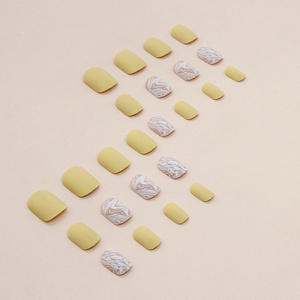 <span class=keywords><strong>Uñas</strong></span> Postizas de Color <span class=keywords><strong>Amarillo</strong></span> en Oferta, Novedad, Venta al por Mayor, 24 Piezas, <span class=keywords><strong>Uñas</strong></span> de Alta Gama <span class=keywords><strong>con</strong></span> Recubrimiento, Forma de Almendra, ABS, <span class=keywords><strong>Uñas</strong></span> Postizas Personalizables - Product Image 2