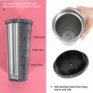 Bouteille d'eau isotherme double paroi brillante effet diamant de Noël, 500 ml, vente en gros - Product Image 3