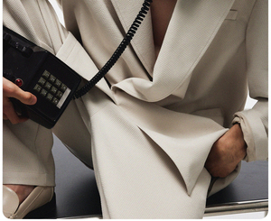 Ensemble de smoking <span class=keywords><strong>beige</strong></span> croisé pour <span class=keywords><strong>homme</strong></span>, demi-toile, haute qualité, pour affaires et mariages - Product Image 2