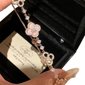 <span class=keywords><strong>Pulsera</strong></span> de Trébol de la Suerte con <span class=keywords><strong>Perlas</strong></span> de Imitación Natural y Aleación, Chapada en Oro, Estilo Ligero y de Alta Gama para Mujer - Product Image 5