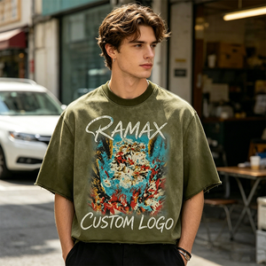 Camiseta Corta para Hombre con Logo Personalizado OEM ODM, Estilo Acid Wash, Estampado de Grafiti, Dobladillo sin Rematar, Efecto Desgastado, Manga Corta, Estilo Urbano - Product Image 3