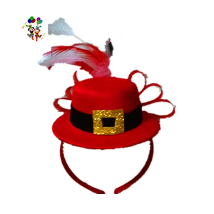 Cheap Girls Fancy Dress Costume Clip on <strong>Red</strong> Color Mini <strong>Top</strong> <strong>Hats</strong> with Feathers HPC-2611 - Product Image 1
