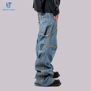 بنطلون جينز رجالي فضفاض عالي الجودة من BENTURA بتصميم شخصي مخصص وغسيل باهت - Product Image 5