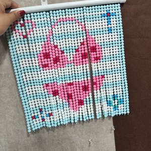 Orijinal Tasarım Bitmiş 33x33cm Kalp Pikselli Boncuklu Perde, El Yapımı Pembe Mavi Boncuklu Kapı Süsü Oda Dekorasyonu İçin - Product Image 1