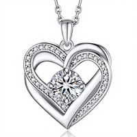 Pendentif Cœur Kirin, Moissanite 1,18 CT au Total, Chaîne Câble en Argent Sterling 925, Collier 20 Pouces pour Femme, OEM ODM