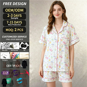 Pijamas 100% Algodón para Mujer, Conjunto <span class=keywords><strong>de</strong></span> Pijama con Bolsillos, Suave, <span class=keywords><strong>de</strong></span> 2 Piezas, Manga Corta, Botones, Tejido <span class=keywords><strong>de</strong></span> Punto, Ropa <span class=keywords><strong>de</strong></span> Dormir <span class=keywords><strong>de</strong></span> Verano, Estilo Old Money - Product Image 1
