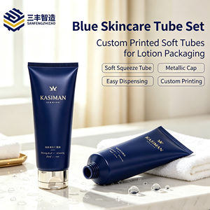 Custom Matte Dark Navy PE Squeeze Tube With Flip Top Electroplated Cap Firming Facial Cleanser - Product Image 1