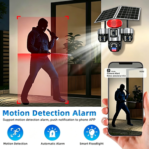 S6 Cheap Price Four Lens 4G Solar Security IP Cameras <b>4K</b> AOV PTZ PIR Detection Human Auto Tracking Network <b>CCTV</b> Camera Outdoor - Product Image 4